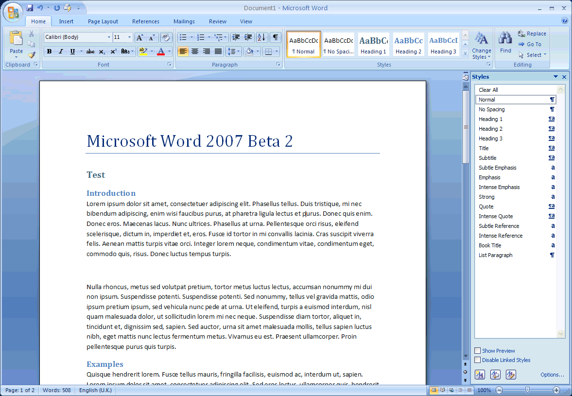 Microsoft Word 2007 Document Editing (2007)